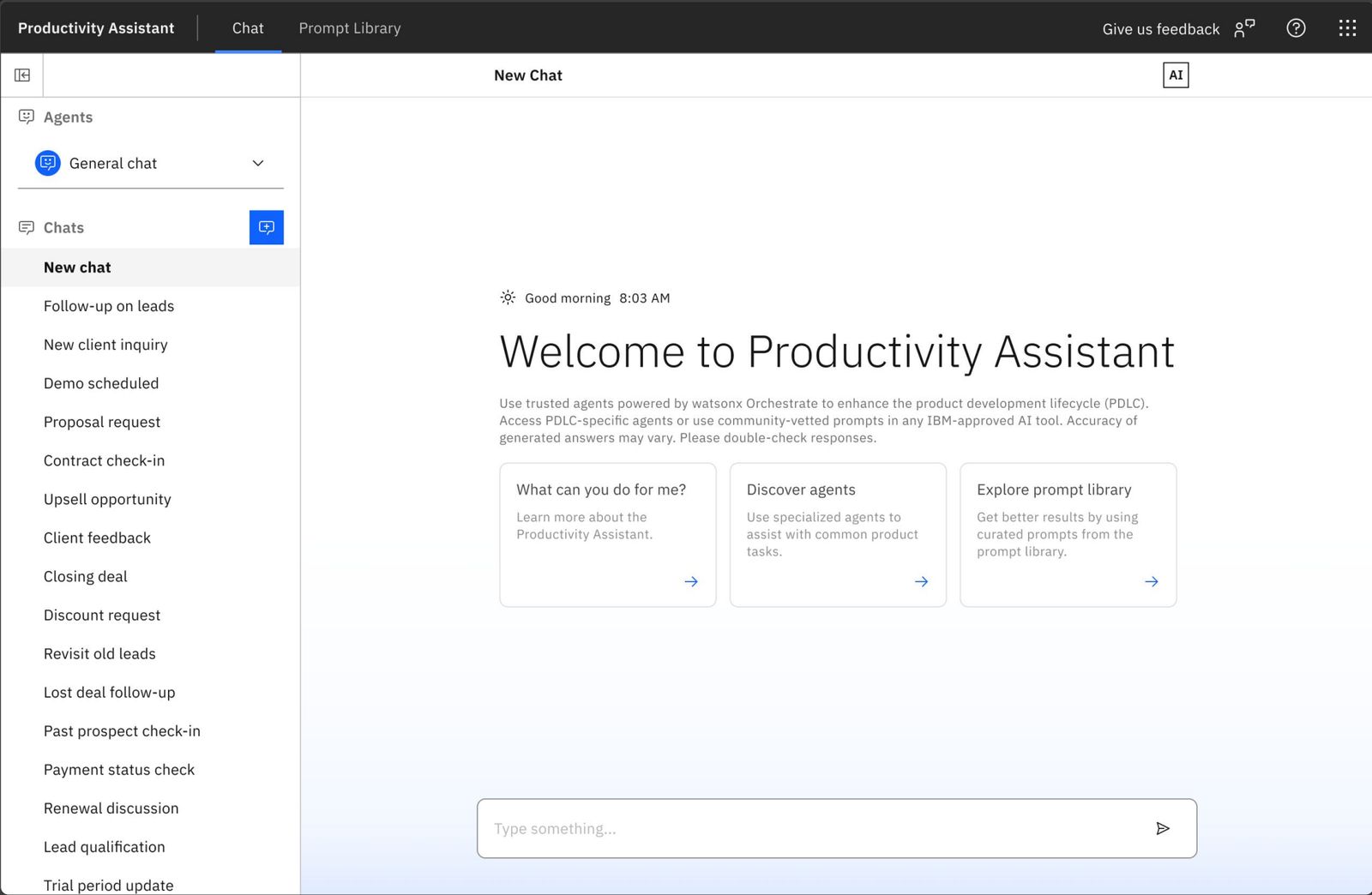 The shipped Productivity Assistant