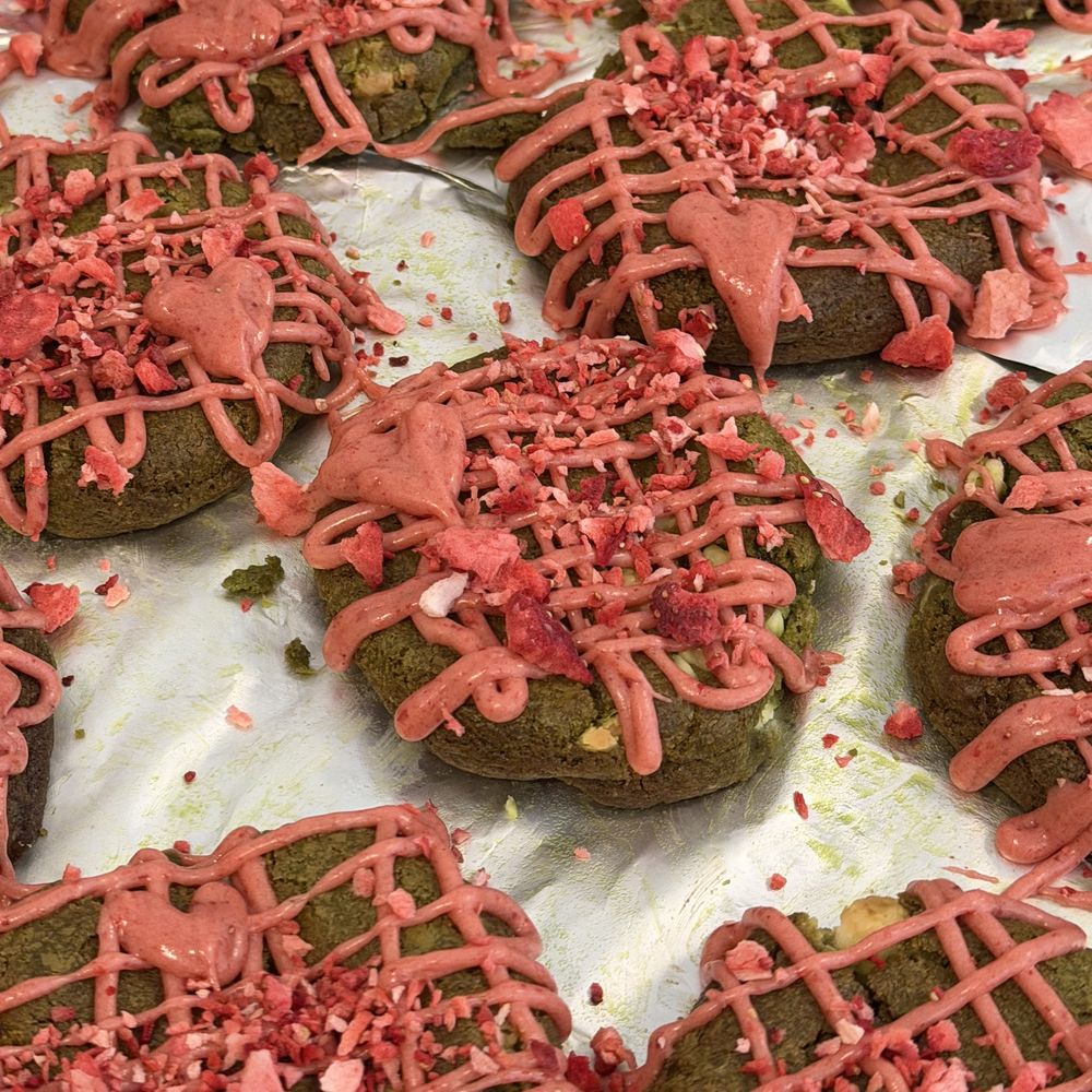 Strawberry matcha cookies