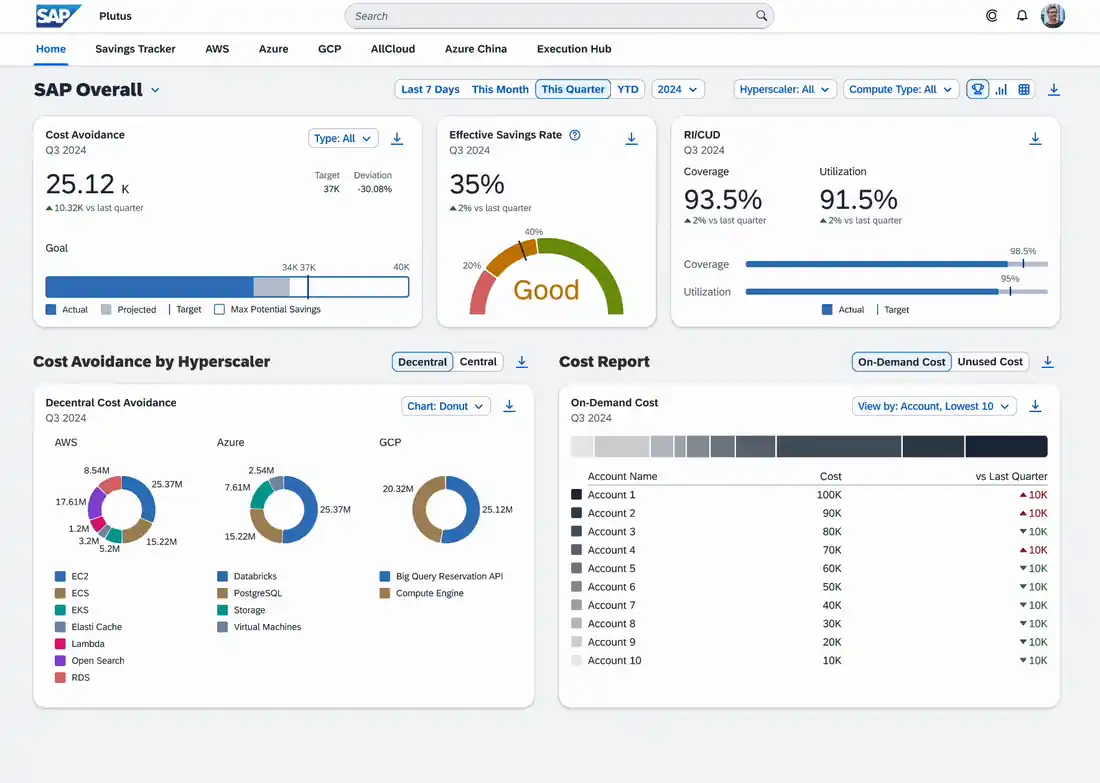 SAP Plutus dashboard